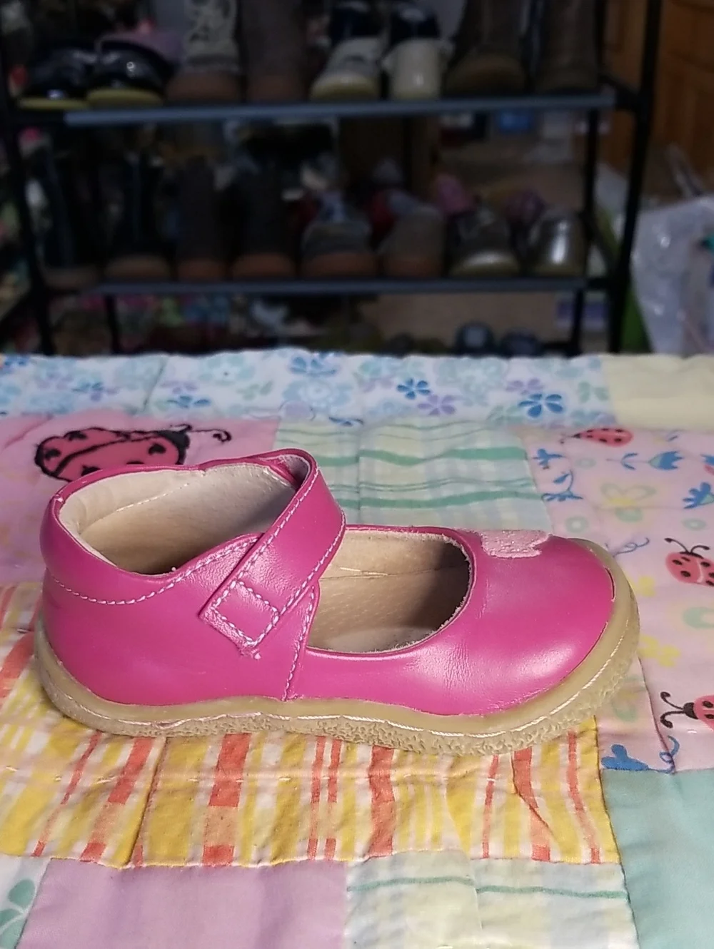 Livie & Luca Pink Leather Mary Jane Shoes with Pink Glitter Bird Size 5 Pio Pio